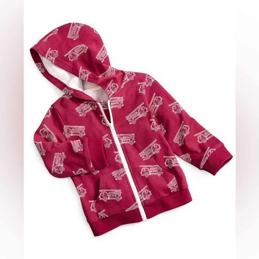 First Impressions Baby Boys Fire Truck Zip Up Hoodie NWT